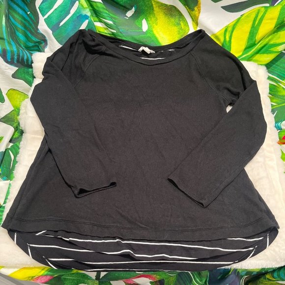 CASLON Women’s Medium Black White Button Back Long Sleeve Fall Winter Top - Picture 1 of 9